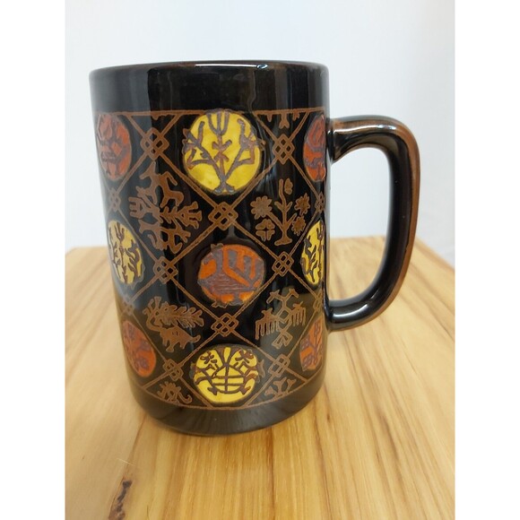 Asian Influence Brown Mug 1970s - Picture 3 of 8